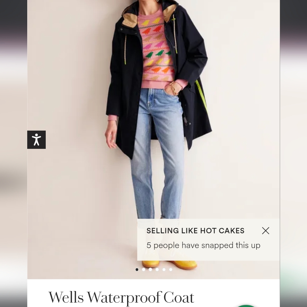Boden wells waterproof coat with removable fuzzy vest, navy, excellent condition